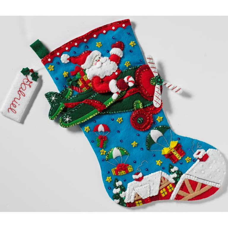 Airplane Quilted Christmas Stocking