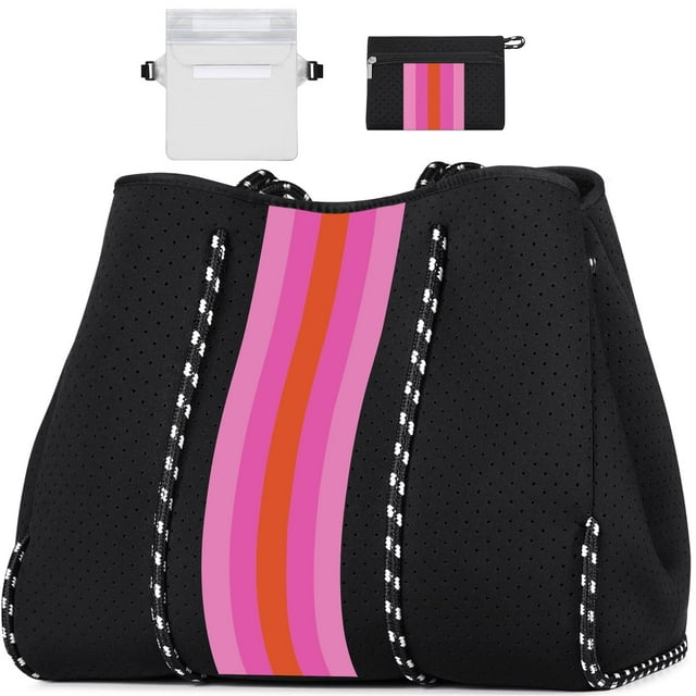 Bolsa de Neopreno IBFUN Grande Multiusos para Playa Negro y Rosa