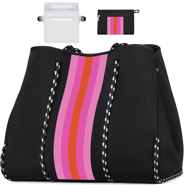 Bolsa de Neopreno IBFUN Grande Multiusos para Playa Negro y Rosa
