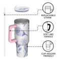 thumbnail image 4 of Floral 40oz Tumbler– Stainless Steel Insulated Tumbler with Handle and Straw, Large Capacity Travel Cup for Hot & Cold Drinks,Thanksgiving,Christmas, Spring,Flower, 4 of 6