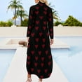 thumbnail image 2 of Red and black heart pattern Long Sleeved Shirt Dress Dance dresses Dress woman, 2 of 6