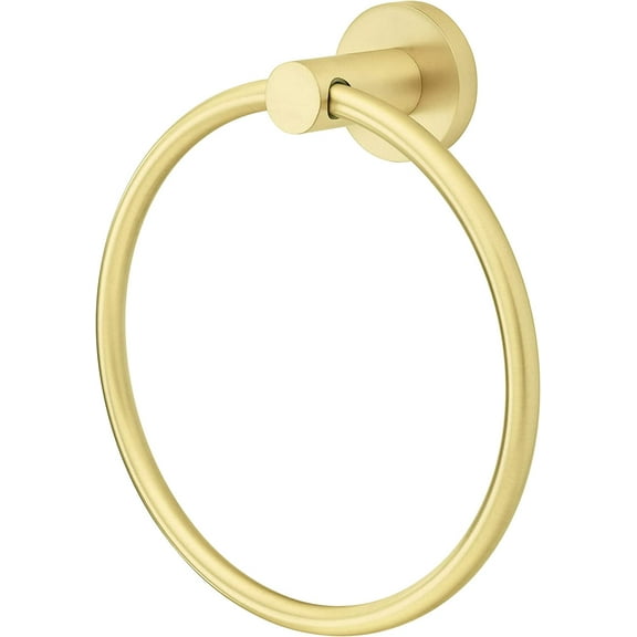 Brass Towel Ring for Bathroom, Gold Hand Towel Holder Heavy Duty, Round Brass Bathroom Accessories Wall Mounted, 6.1-Inch Diameter, Brushed Brass