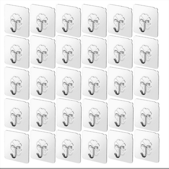 ZOUYUE Adhesive Hooks Kitchen Wall Hooks - 30 Packs Heavy Duty 33lb(Max) Nail Free Sticky Hangers with Stainless Hooks Waterproof and Oilproof Reusable Utility Towel Bath Ceiling Hooks