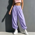 thumbnail image 6 of Baggy Sweatpants Zaewscy Women Fashion Solid Casual Elastic Waist Long Sweatpants With Pockets Purple XXL, 6 of 9