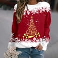 thumbnail image 2 of NMMUED Christmas Sweatshirts Christmas Apparel for Women Cute Sweatshirts Christmas Clothes for Women Womens Sweatshirts No Hood Christmas Vacation Sweatshirt Cute Fall Sweatshirts Red M, 2 of 4