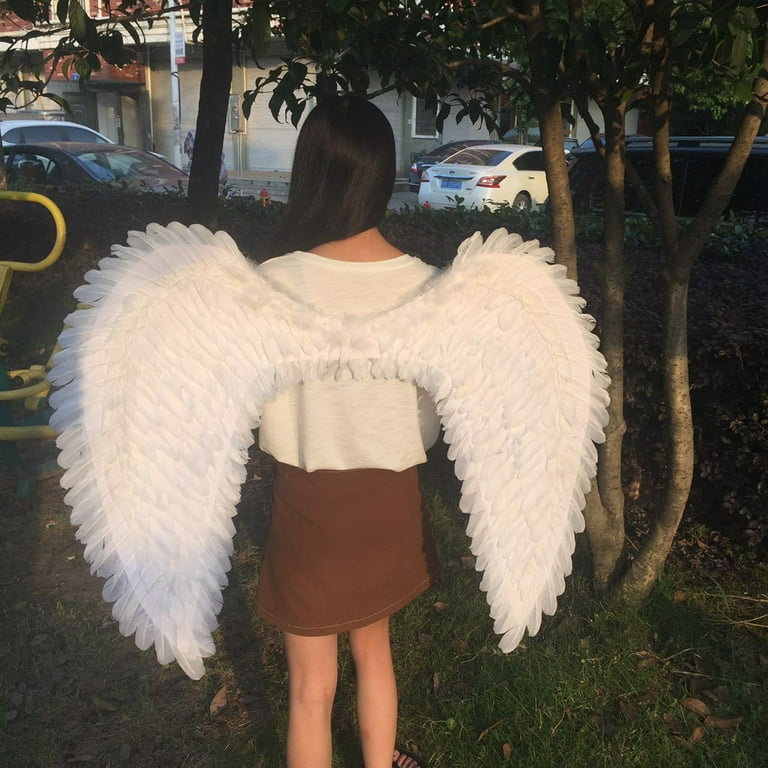 3pcs Natural Feather Material White Angel Wings Set, Perfect For Festival  Angel Costume, Photo Shoot, Stage Performance And Cosplay Prop