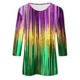 thumbnail image 5 of successthop Women Mardi Gras Blouse Casual Oversized Plus Size Crewneck Top 3/4 Sleeve Shirt Color Changing Outfits 2XL, 5 of 5