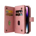 thumbnail image 5 of K-Lion for Moto G Power 2021 ,Retro Classic PU Leather Zipper Card Slots Kickstand Wallet Flip Case Shockproof Full Body Phone Cover with Wrist Strap for Moto G Power 2021,Pink, 5 of 7