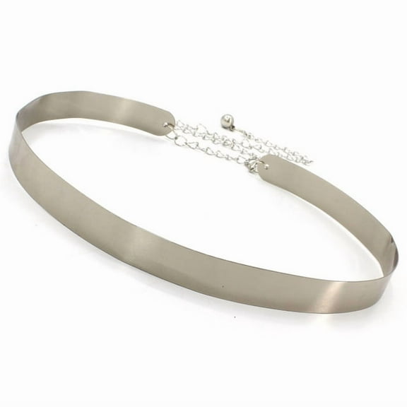 XmhyTop-A Metal Waist Belt Dress Chain Belt, Shiny Waistband for Jeans Dresses, Adjustable Minimalist Metal Link Waist Accessory, 1 Piece,2cm,Silvery