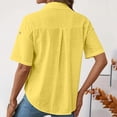 thumbnail image 4 of Button-Down Women's Short Sleeve Collared Shirts Front Pockets and Rolled Sleeves Solid Casual Tops Lightweight Blouses for All-Season Outings, 4 of 6