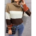 thumbnail image 3 of Women's Sweaters Casual Long Sleeve Crewneck Color Block Patchwork Pullover Knit Sweater Tops, 3 of 7