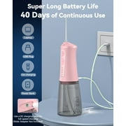 JTF Cordless Water Flosser Dental Teeth Cleaner with 9 Jet Tips, DIY Mode 300ML Tank IPX7 Waterproof Portable Rechargeable Water Flosser Dental Oral Irrigator for Home and Travel, Pink