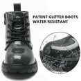thumbnail image 3 of DADAWEN Toddler Boys Girls Combat Boots Waterproof Ankle Boots With Side Zipper Black/Glitter 8.5 Toddler, 3 of 7