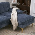 thumbnail image 3 of L Shape Upholstered Sofa Couch with Metal Leg,Modern Chenille Sectional Sofa, Living Room Furniture Sofa Set for Living Room Apartment Office(Blue), 3 of 7