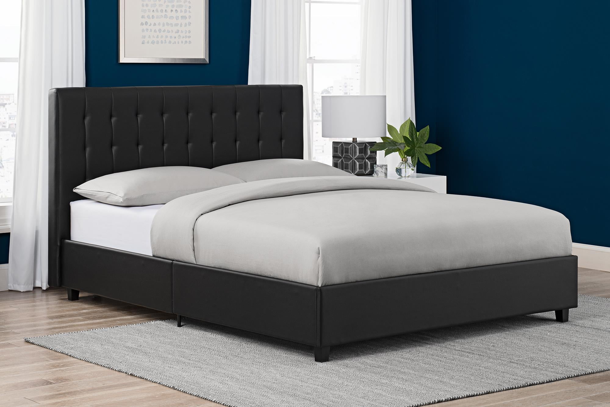 Dhp Emily Upholstered Bed Black Faux Leather Multiple Sizes Full