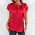 thumbnail image 6 of Rezuofi 2 Pcs Business Casual Tops for Women Blouses Dressy 2025 Summer Short Sleeve Ruffle Satin Work Office Attire, 6 of 6