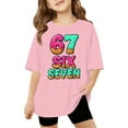 thumbnail image 4 of Afdoent Girls Graphic Printed 67 Funny Number Short Sleeve T Shirt Casual Comfortable Blended Tee For Everyday Play And School Outfits 9-10 Years, 4 of 4
