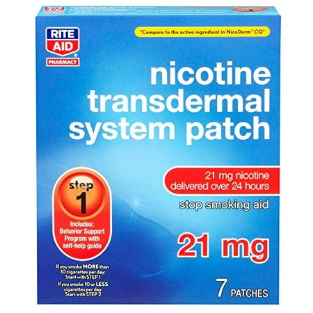 Rite Aid Nicotine Patch Kit - 56 Count | Includes Step 1 (21 mg), Step 2 (14 mg), Step 3 (7 mg) Nicotine Patches | All 3 Steps to Help Quit Smoking | Nicotine Test | Compare to NicoDerm Patch Step 1