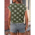thumbnail image 5 of Womens Summer Casual Printed Tops Cap Sleeve Crew Neck Cute Knit Sweaters Green M, 5 of 7