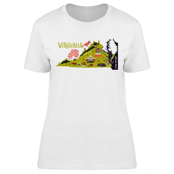 Illustrated Map Of Virginia T-Shirt Women -Image by Shutterstock, Female x-Large