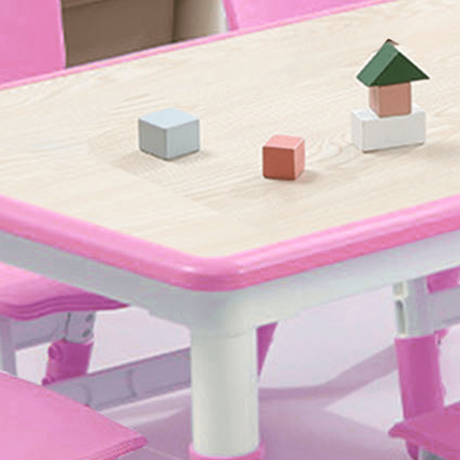 Kids Table & 6 Chairs Set, Height Adjustable Toddler Table and Chairs Set for Ages 2+, Graffiti Desktop, Non-Slip Legs, Children Activity Table for Daycare Classroom Home