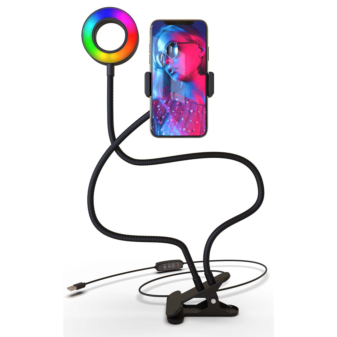 Bower Flexible White and RGB LED Ring Light with Smartphone Holder