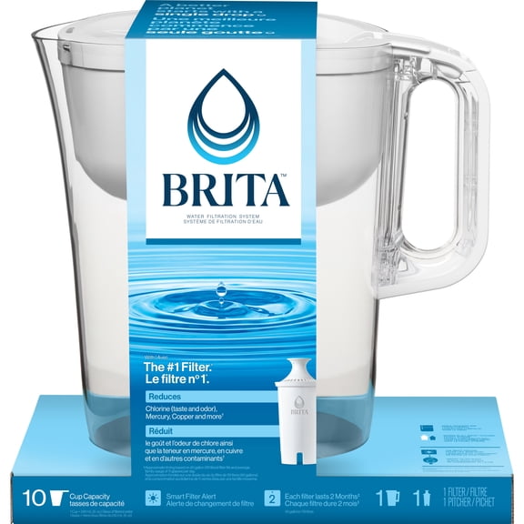 Brita Large 10 Cup Water Filter Pitcher with 1 Standard Filter