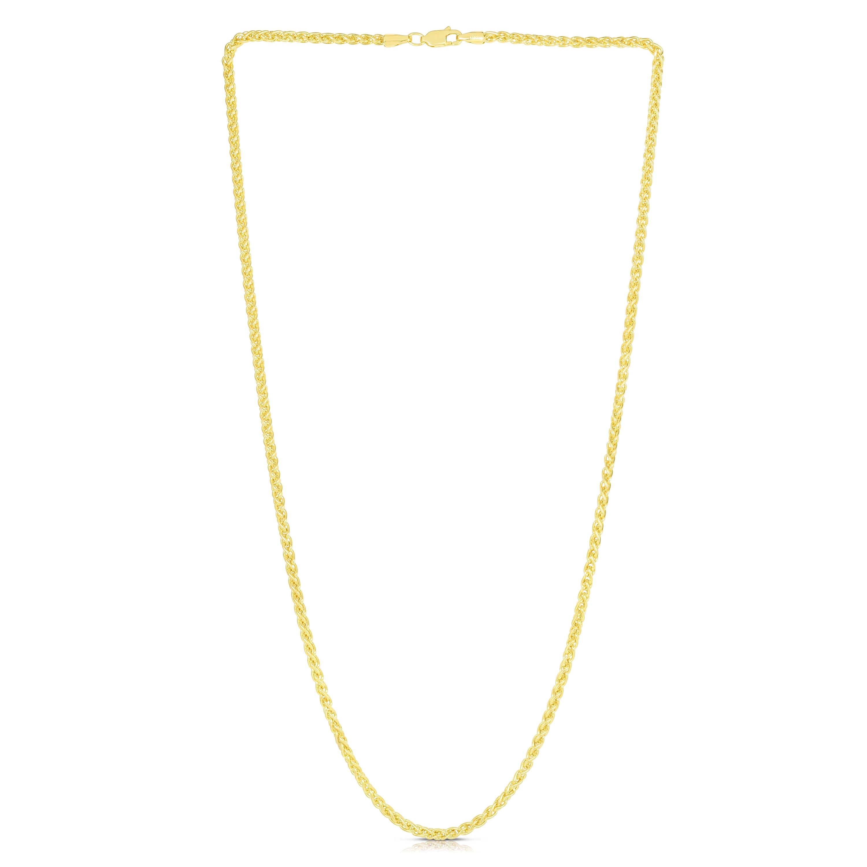14K Yellow Gold 18in 2.8mm Round Wheat Chain with Lobster Clasp