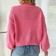 thumbnail image 6 of Women's Floral Knit Cardigan V-Neck Long Sleeve Button Sweater for Fall Hot Pink M, 6 of 6