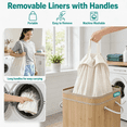 thumbnail image 6 of MEHOOM Laundry Hamper, 100L Foldable Laundry Basket with Lid and Handles (Natural Bamboo), 6 of 13
