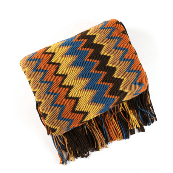 Boho Throw Blankets Knitted Tassel Blankets, Soft Cozy Lightweight Couch Decorative Bohemian afghans Throw Blankets (50x60 Inch)