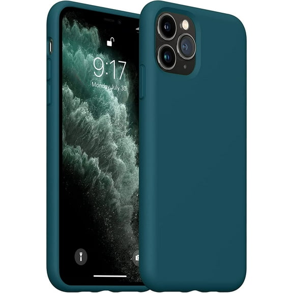 iPhone 11 Pro Case, Liquid Silicone Phone Case Compatible with iPhone 11 Pro 5.8 inch, Full Body Slim Soft Microfiber Lining Protective Case (Blackish Green)
