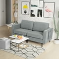 thumbnail image 3 of Costway Modern Loveseat Linen Fabric 2-Seat Sofa Couch w/ Side Storage Pocket Dark Grey, 3 of 10