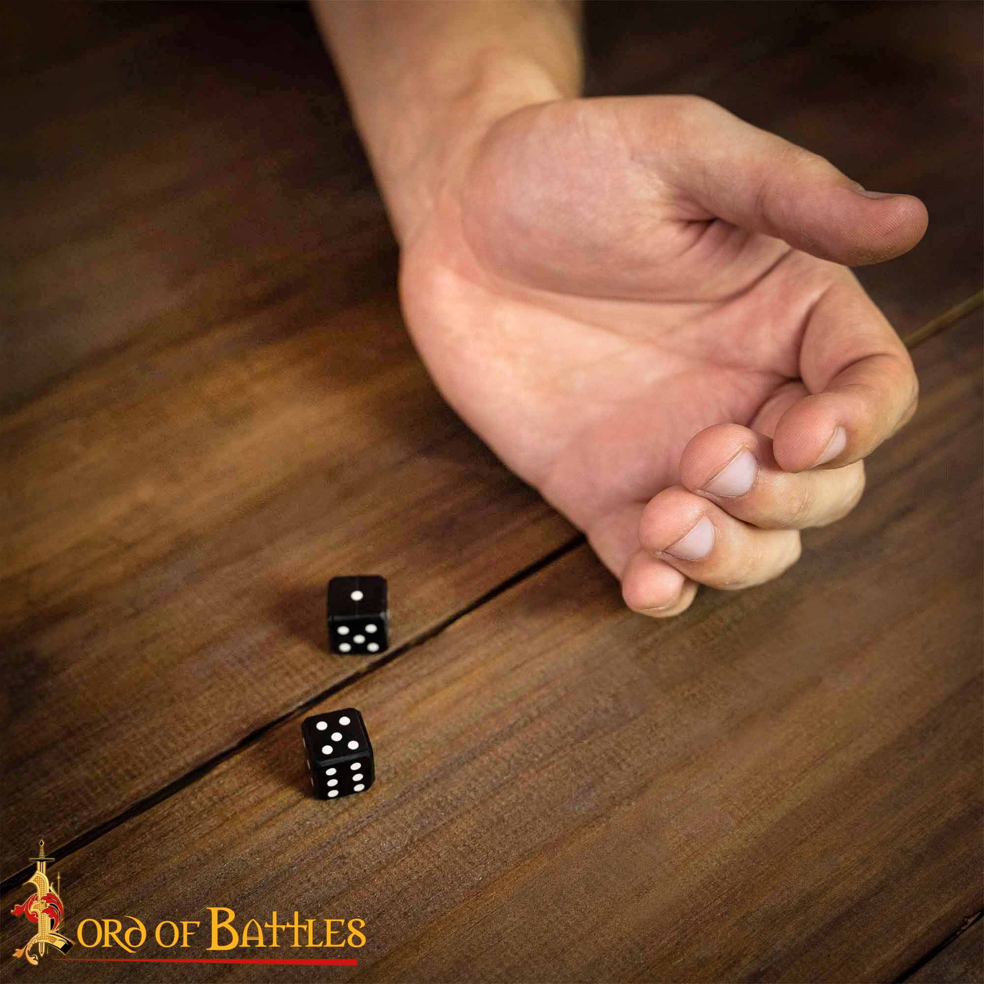 Viking Medieval Horn Dice Set of 6 with Inlaid Pips Hand Made from Natural Ox Horn for Games, DnD Dice Set