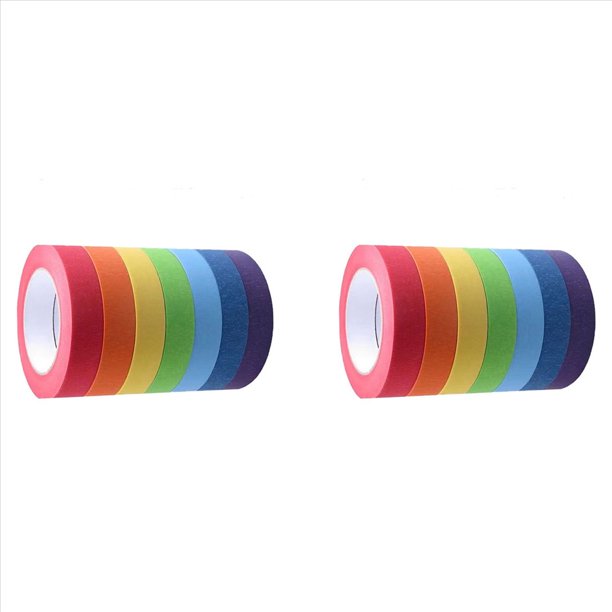 14X Cinta Adhesiva de Colores,Cinta de Pintores de Colores para Artes y Manualidades,Cinta de Dibujo,Cinta de Manualidades Cinta de PapelCinta Colorida,D