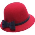 thumbnail image 3 of CoCopeaunts Elegant Adults Solid Bowler Hat Blue Bow Hatbands Bucket Hat for Women Girls Autumn Winter Party Wedding Fedora Hats, 3 of 8