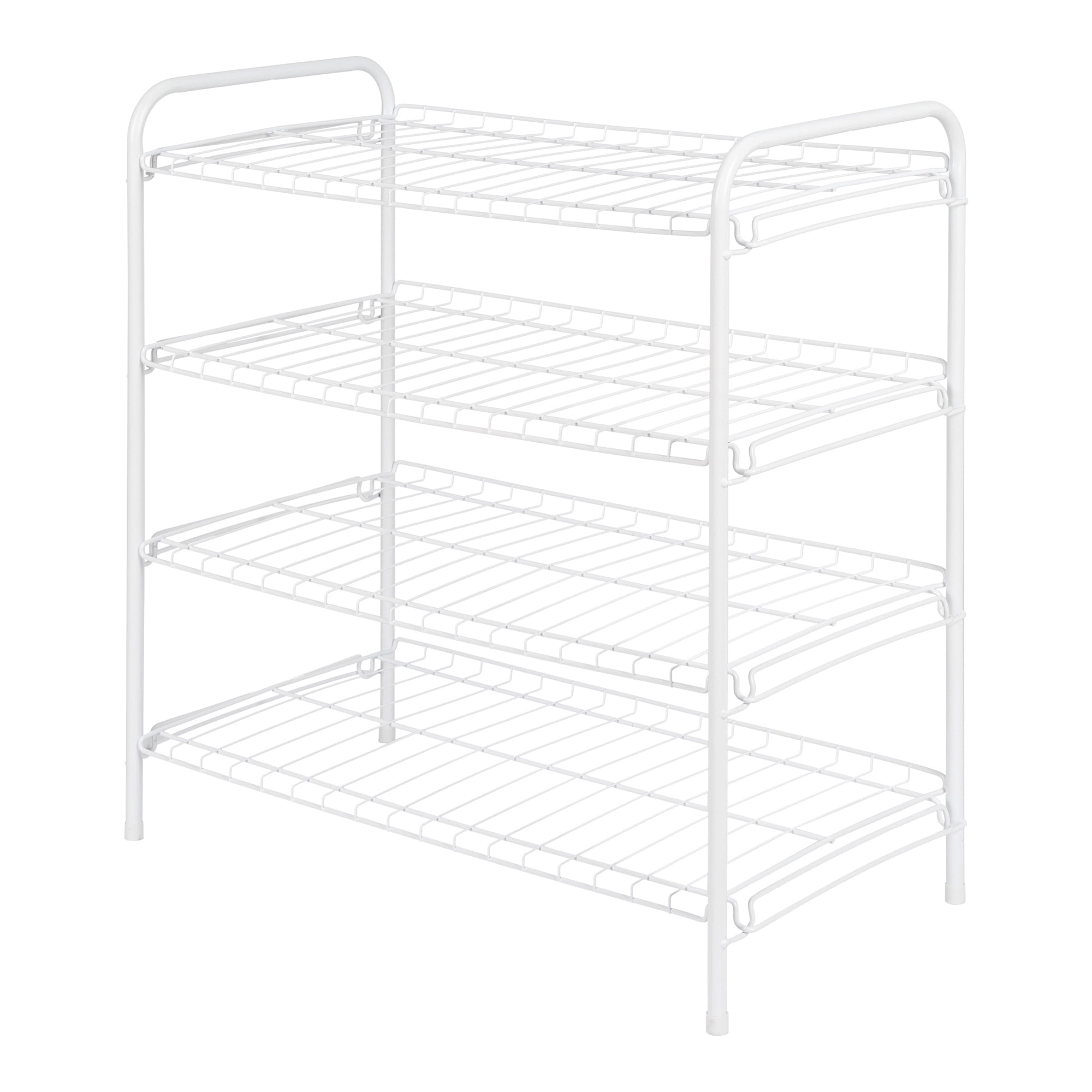 (2 pack) Mainstays Steel Wire Shoe Organizer, 4-Tiers, 12 Shoe Pair Capacity, Durable Shoe Rack, White
