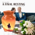 thumbnail image 4 of JAGASY Cowboy Small Urn for Father - Orange Mini Urns for Human Ashes Keepsake - Horse Mountain & Rain Decorative Urns for Ashes for Women - Miniature Cremation Urn for Mom & Dad - (3 Inch), 4 of 7