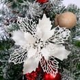 thumbnail image 5 of 5/1 piezas de flores navideñas rosas con purpurina, adornos de flores artificiales de 9 cm para árbol de Navidad, decoración navideña 2024 para el hogar y Año Nuevo, 5 of 5