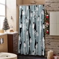 thumbnail image 3 of Christmas Winter Snowman Bathroom Shower Curtain Snowflakes Black Blue Striped Waterproof Washable Shower Curtains for Bathtub Bath Decor with Grommets and Hook 72 X 72 Inch, 3 of 8