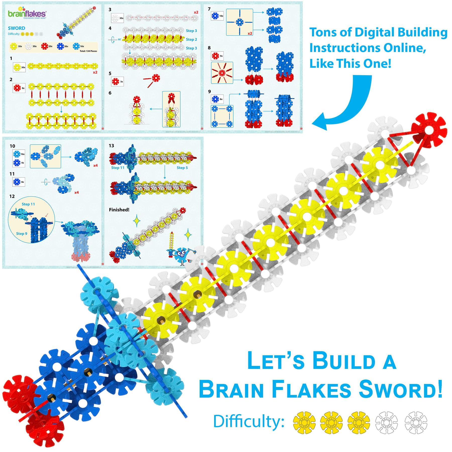 VIAHART Brain Flakes 2500+ Piece Build 'n' Build Kit | A Creative and Educational Alternative to Building Blocks| Wheel Pieces & Special Parts Included! | A Great STEM Toy for Both Boys and Girls!