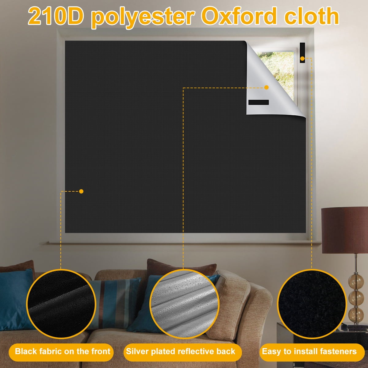 FUYGRCJ 2PCS 59" x 39" Blackout Window Curtain Shades, Travel Blackout Curtains Set, Blackout Window Covers, Temporary Blackout Blinds for for Bedroom Living Room