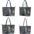 thumbnail image 3 of LedBack Christmas Cat Print Tote Bag and Purse Set Womens Handbag with Wallet Set Pu Leather Top Handle Handbag Shoulder Tote Clutch for Ladies Gift for Christmas, Multi, 3 of 4