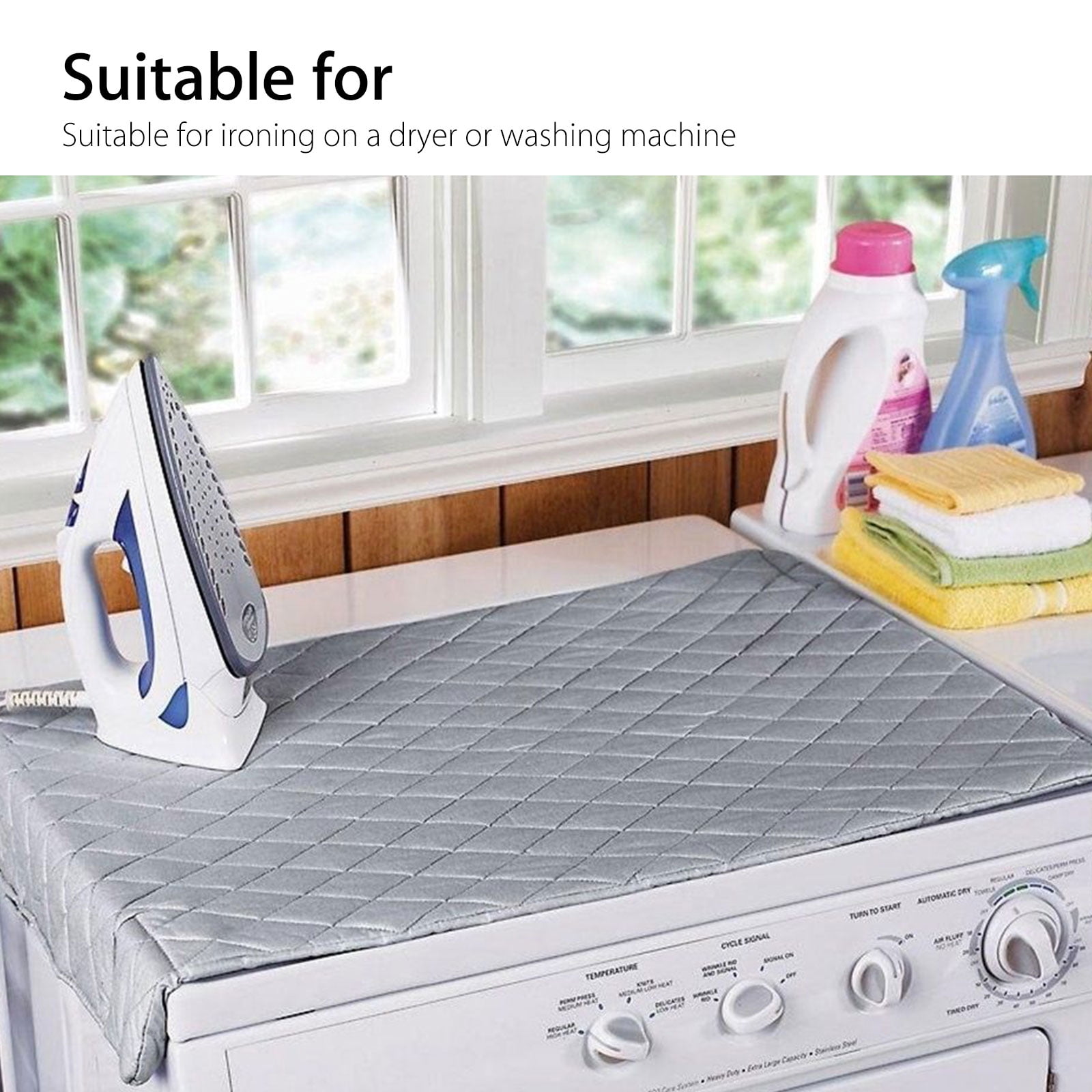 Ironing Mat Blanket Tabletop Ironing Board Laundry Iron Mat Washer Dryer  Heat Resistant Cloth Pad With Magnet For Sewing Travel 60x55cm Silver