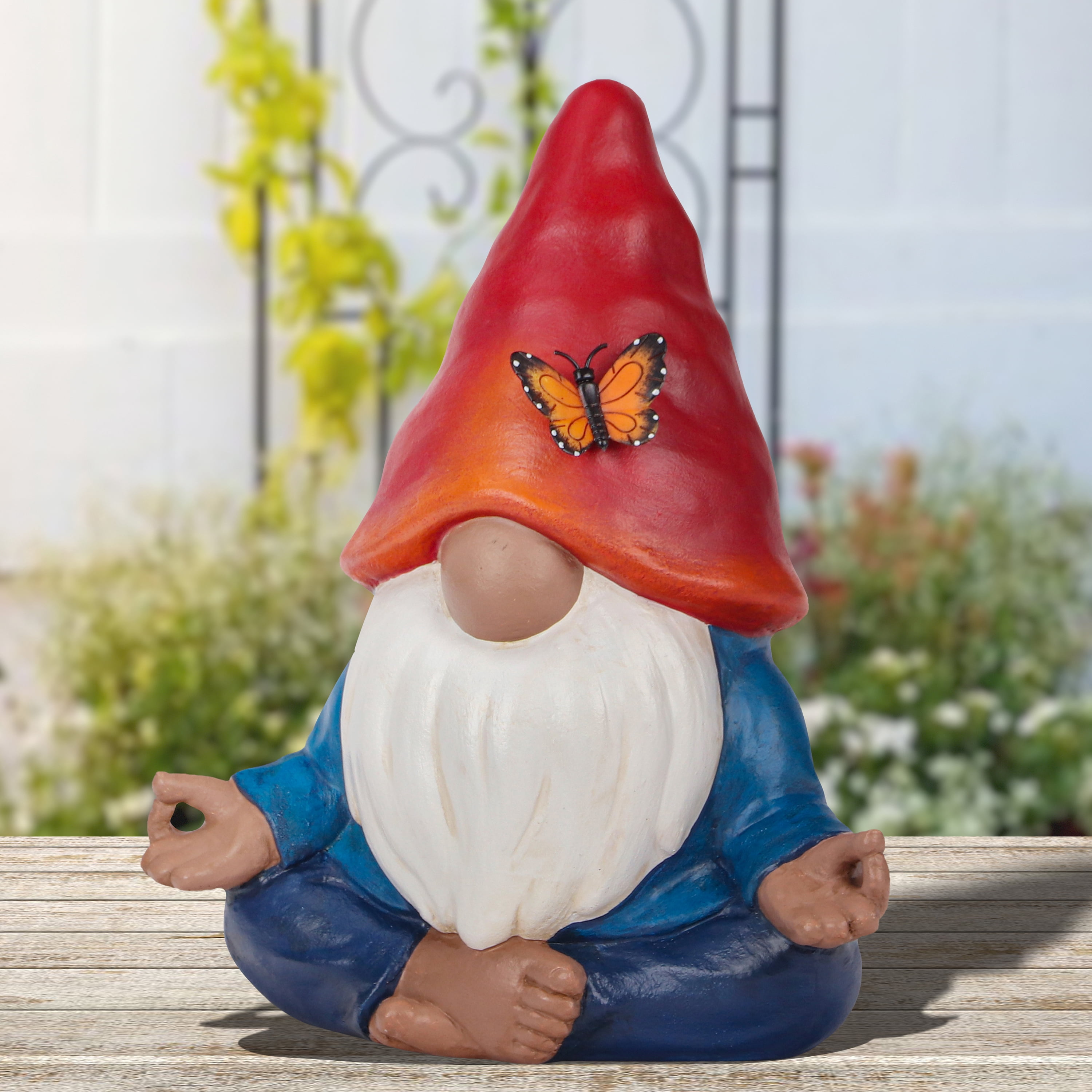 Mainstays Outdoor Meditating Gnome Statuary, 7.75 in L x 4.13 in W x 9 in H