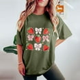 thumbnail image 5 of LEBONYARD Womens Summer Tops Plus Size,Women's Fashion Summer Round Neck Drop Sleeves Leisure Short Sleeve Fruit Printing Tops Army Green S, 5 of 6
