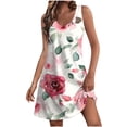 thumbnail image 2 of Ovzne Robes d'Été pour Femmes Robe d'Été Mode Poches Imprimées Sans Manches Col en V Grande Taille Robe Maxi Imprimée Liquidation, 2 of 5
