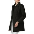thumbnail image 6 of INSPIRE CHIC Women's Peter Pan Collar Double Breasted Winter Long Trench Pea Coat XS Black, 6 of 8