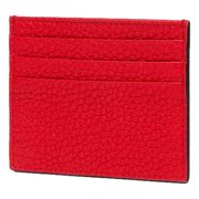 Fendi Red Calfskin Grained Leather Logo Card Case Wallet 7M0164
