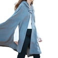 thumbnail image 5 of comerut Winter Women Cape Coat with Hood Medieval Retro Cape Gothic Keep Warm Shawl Knee Length Loose Cloak Thick Single-Button Closure Outdoor Poncho Pirate Robe, 5 of 8